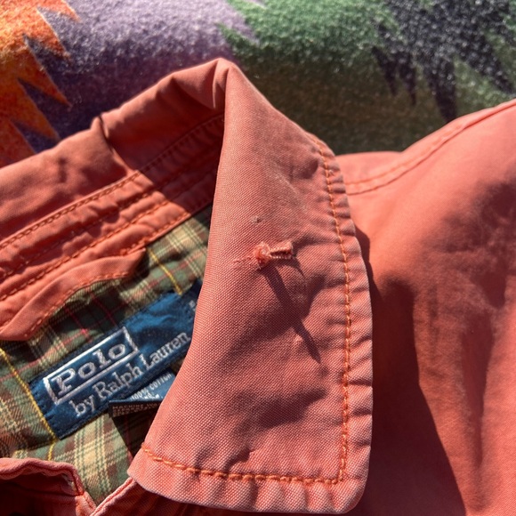 POLO HARRINGTON JACKET SIZE LARGE SALMON COLOR GOOD CONDITION MINOR FLAWS SHOWN - Picture 6 of 9
